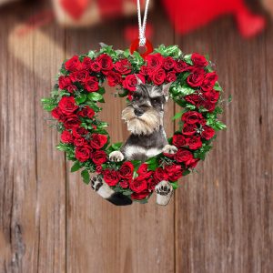 Miniature Schnauzer-Heart Wreath Two Sides Christmas Plastic&hellip;