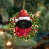 Norwegian Elkhound With Santa Christmas Christmas Plastic Hanging Ornament – Dog Memorial Gift