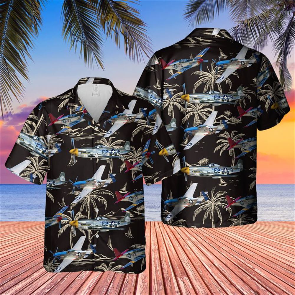 North American P-51 Mustang Aloha Hawaiian Shirt – Mens Hawaiian Shirt – US Air Force Gifts