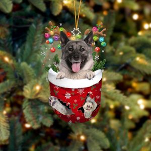 Norwegian Elkhound In Snow Pocket Christmas Ornament&hellip;