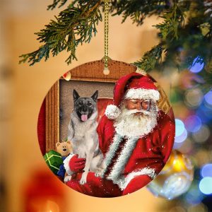 Norwegian Elkhound With Santa Christmas Christmas Plastic&hellip;