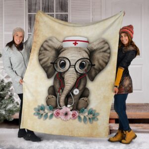 Nurse Elephant 2 Fleece Throw Blanket –&hellip;
