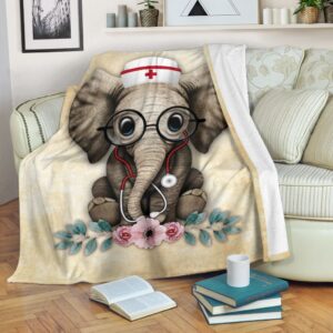 Nurse Elephant 2 Fleece Throw Blanket –&hellip;