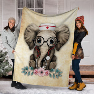 Nurse Elephant Fleece Throw Blanket – Sherpa&hellip;