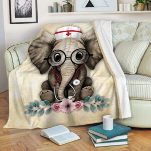 Nurse Elephant Fleece Throw Blanket – Sherpa&hellip;