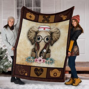 Nurse Elephant New Version Fleece Throw Blanket&hellip;