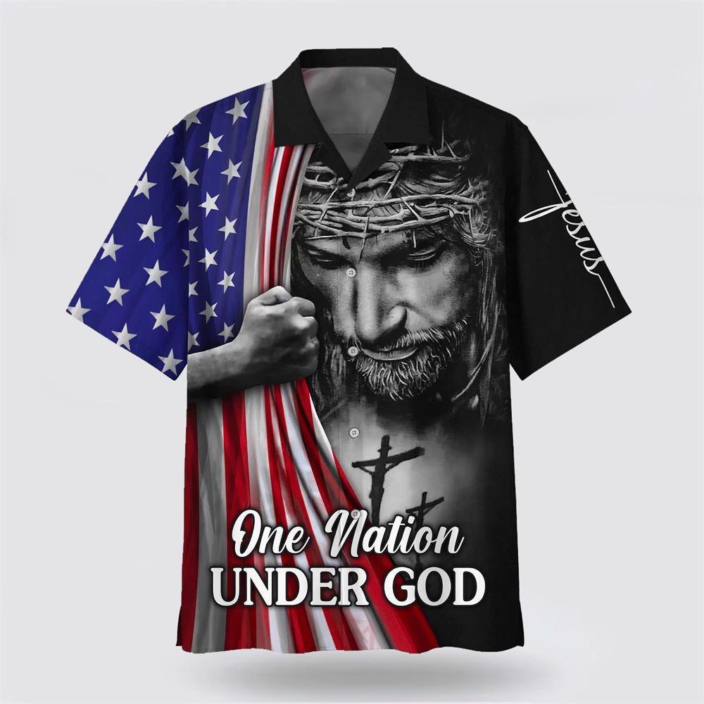 One Nation Under God Jesus American Hawaiian Shirt – Gifts For Christian Families