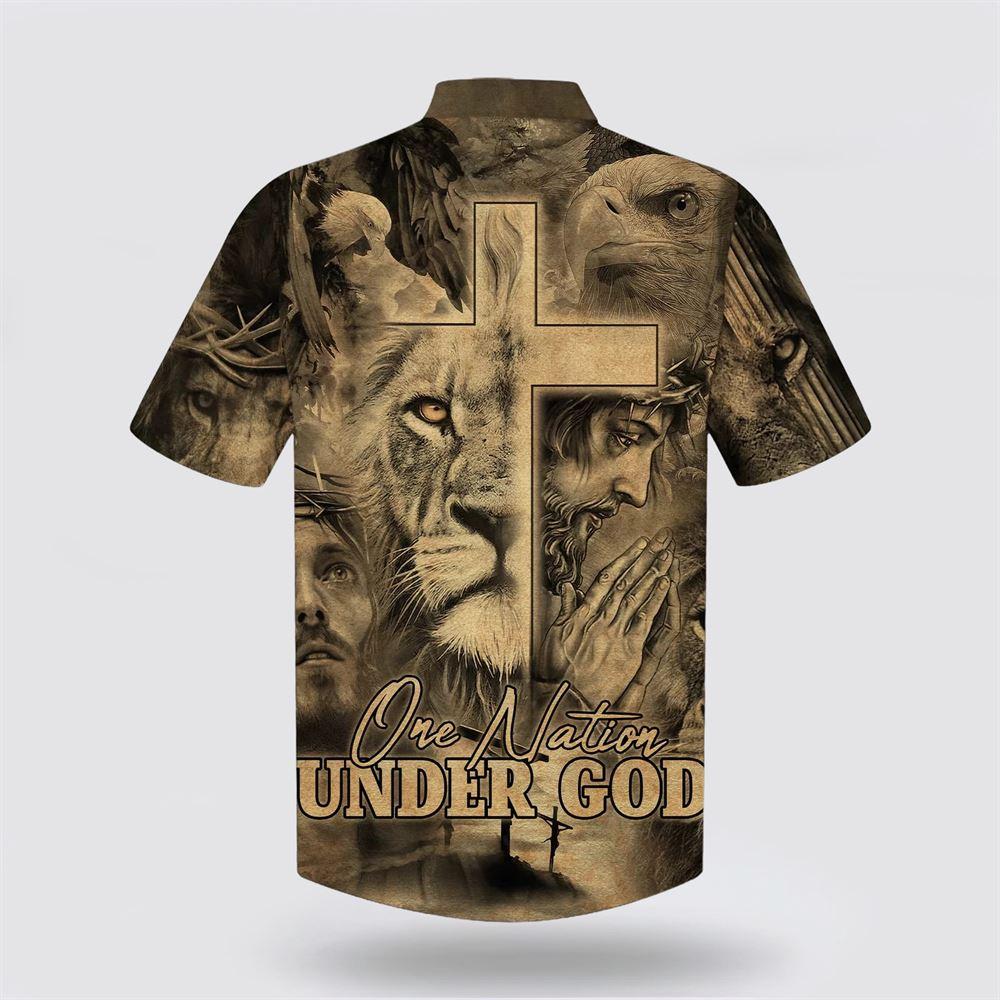 One Nation Under God Jesus And The Lion Of Judah Hawaiian Shirts – Gifts For Christian Families