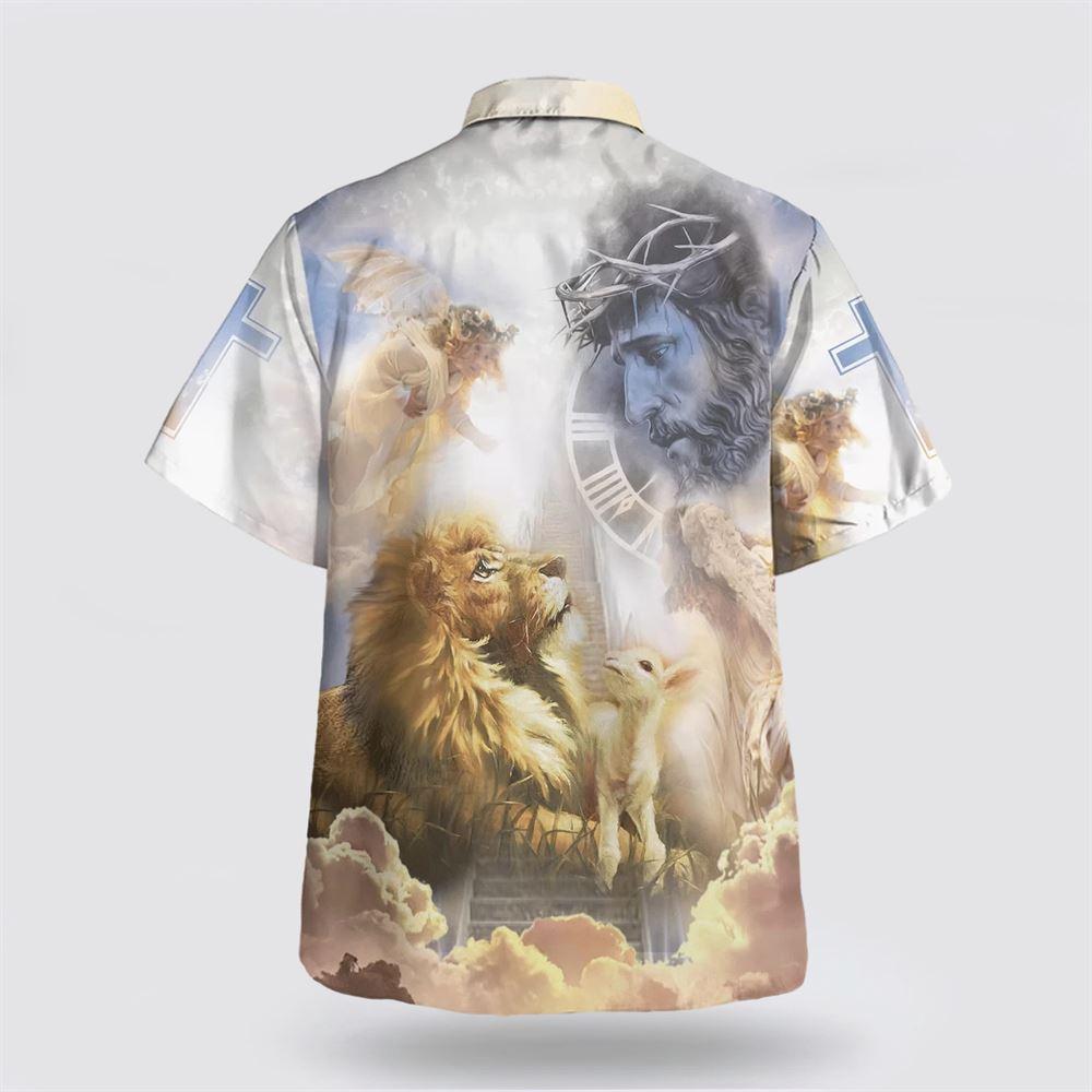 One Nation Under God Jesus Christ Lion And Lamb Hawaiian Shirts For Men – Gifts For Christian Families