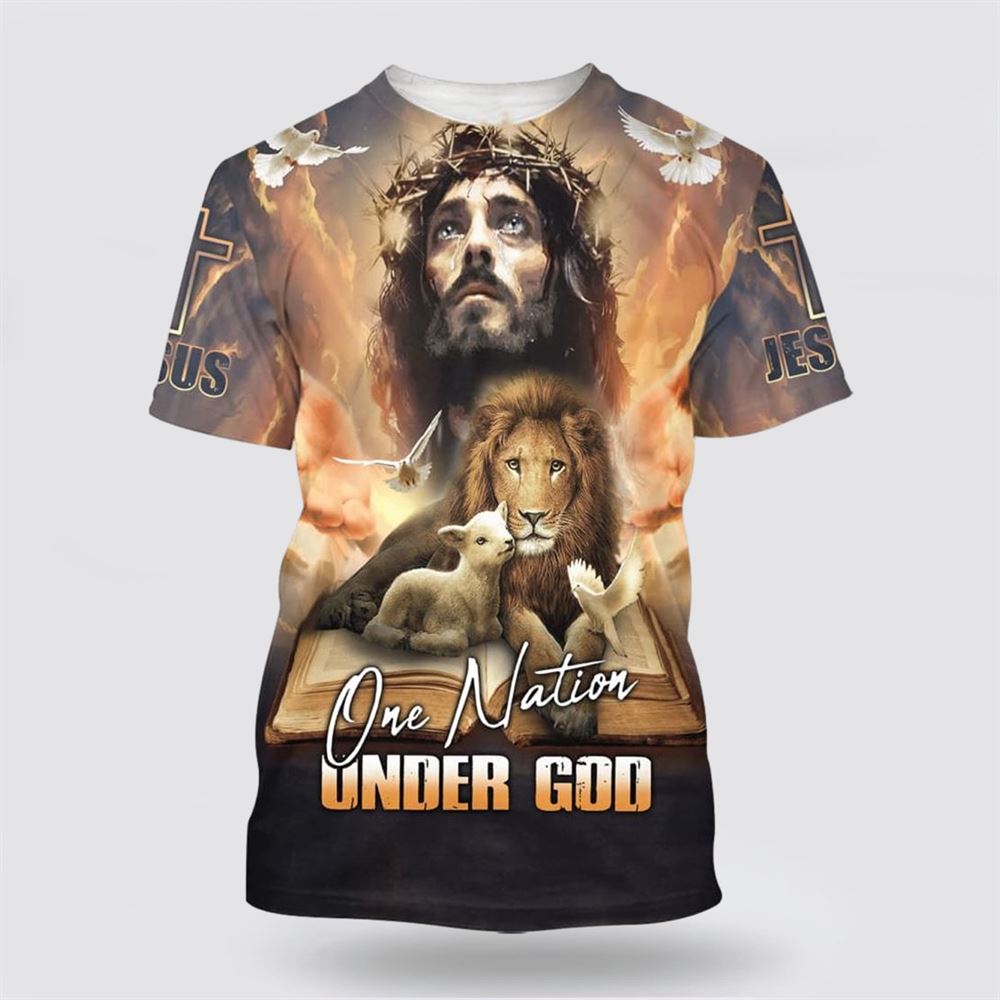 One Nation Under God Shirts Jesus Lion And The Lamb – Gifts For Christians