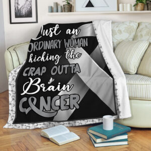 Ordinary Woman Brain Cancer Fleece Throw Blanket&hellip;