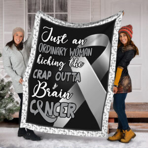 Ordinary Woman Brain Cancer Fleece Throw Blanket&hellip;