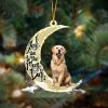 Pamaheart- Golden Yorkshire Terrier On The Moon Merry Christmas Hanging Ornament, Car Ornament, Christmas Ornament