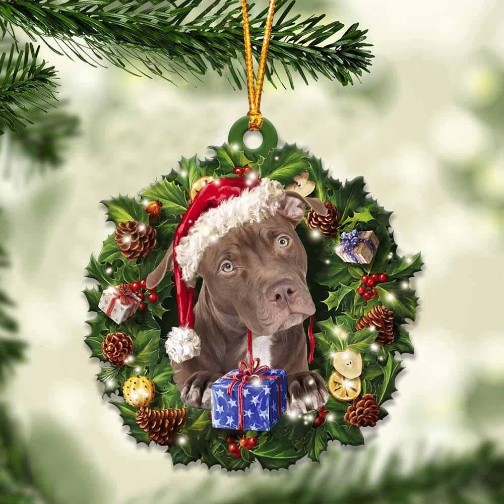 Pamaheart- Pitbull And Christmas Gift For Her Gift For Him Gift For Pitbull Lover Ornament, Christmas Ornament