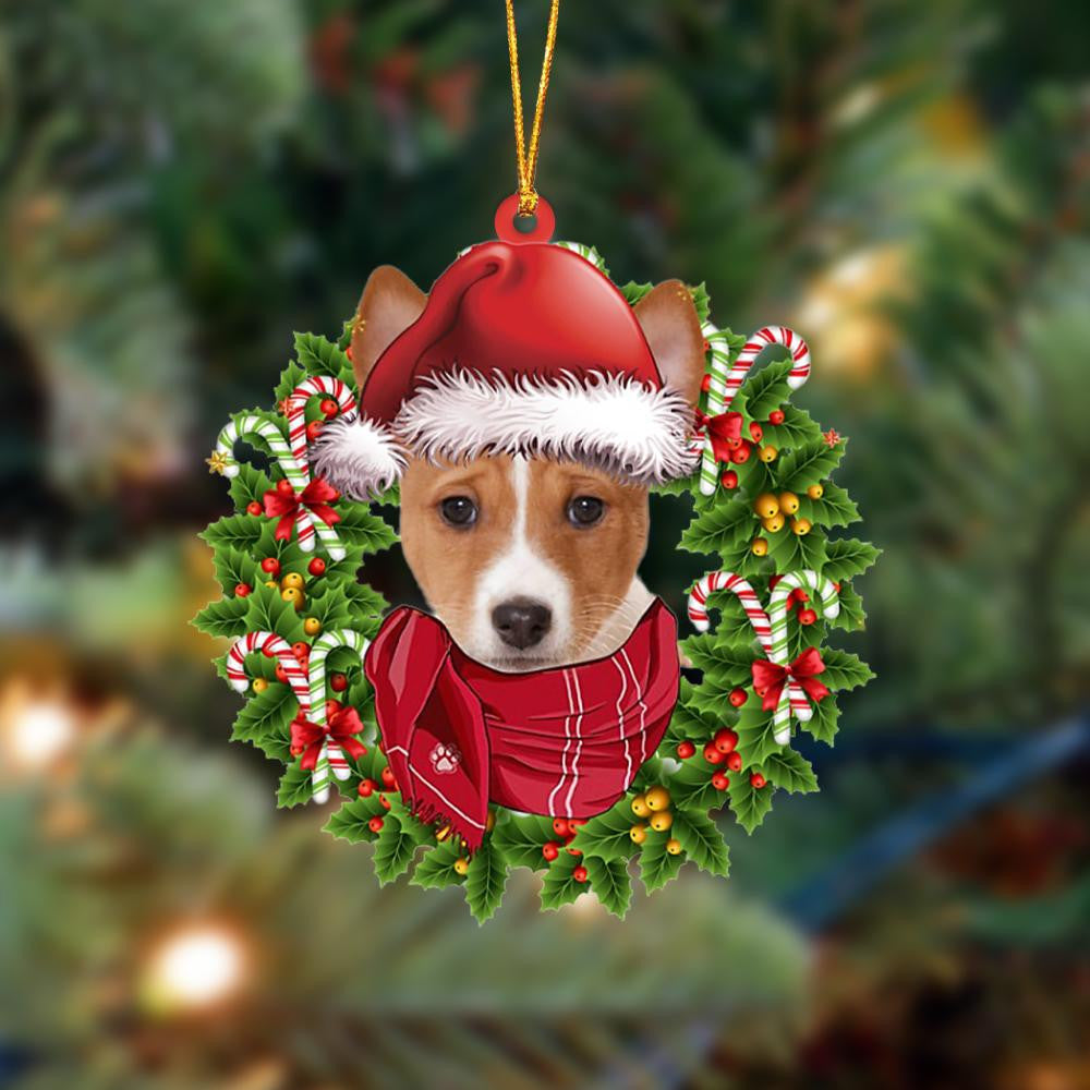 Pamaheart Basenji-Xmas Bandana Hanging Ornament, Happy Christmas Ornament, Car Ornament, Christmas Decor