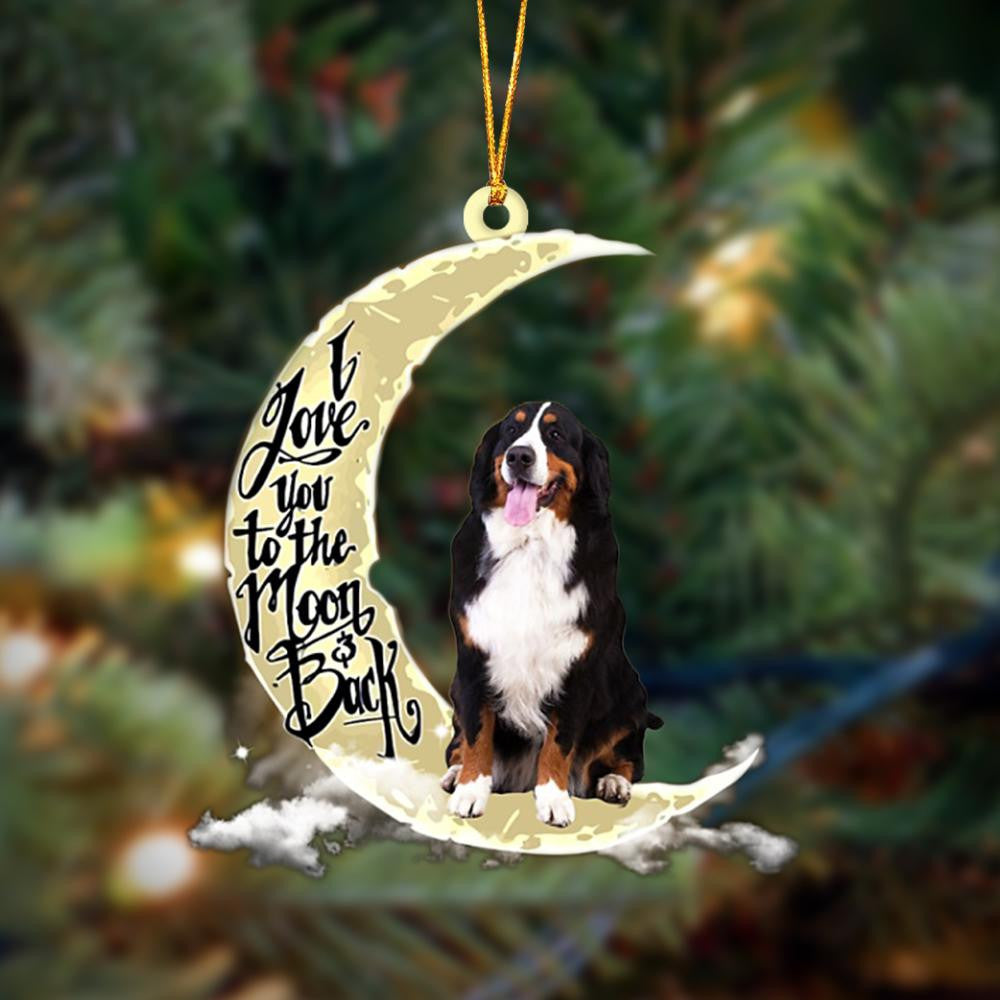 Pamaheart Bernese Mountain I Love You To The Moon And Back Hanging Ornament, Car Ornament, Christmas Ornament