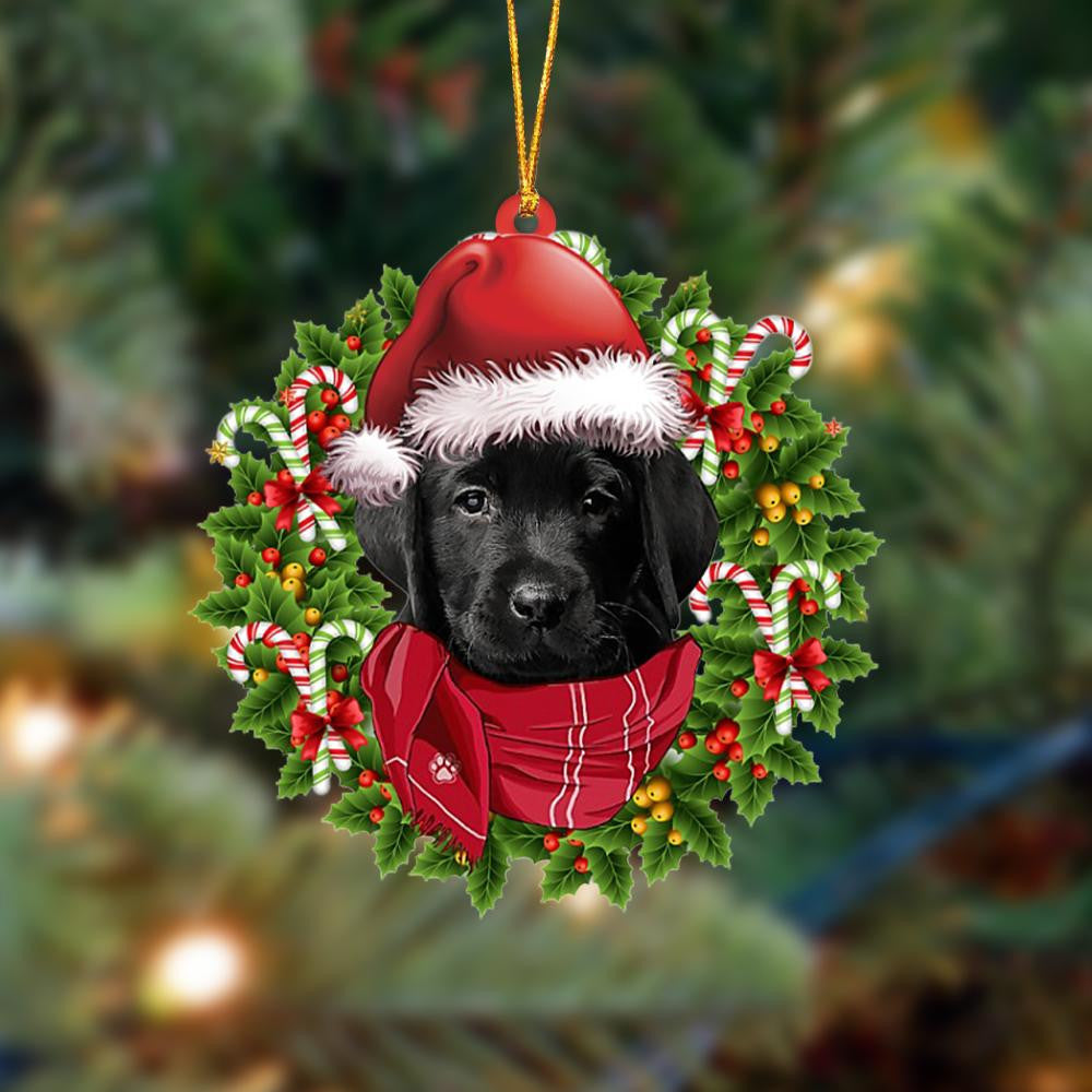 Pamaheart Black Labrador Pup-Xmas Bandana Hanging Ornament, Happy Christmas Ornament, Car Ornament
