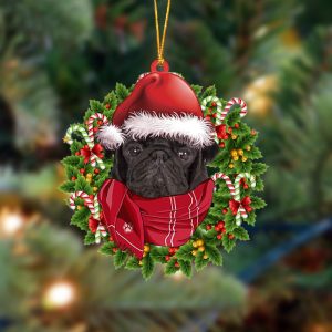 Pamaheart Black Pug 2-Xmas Bandana Hanging Ornament,&hellip;