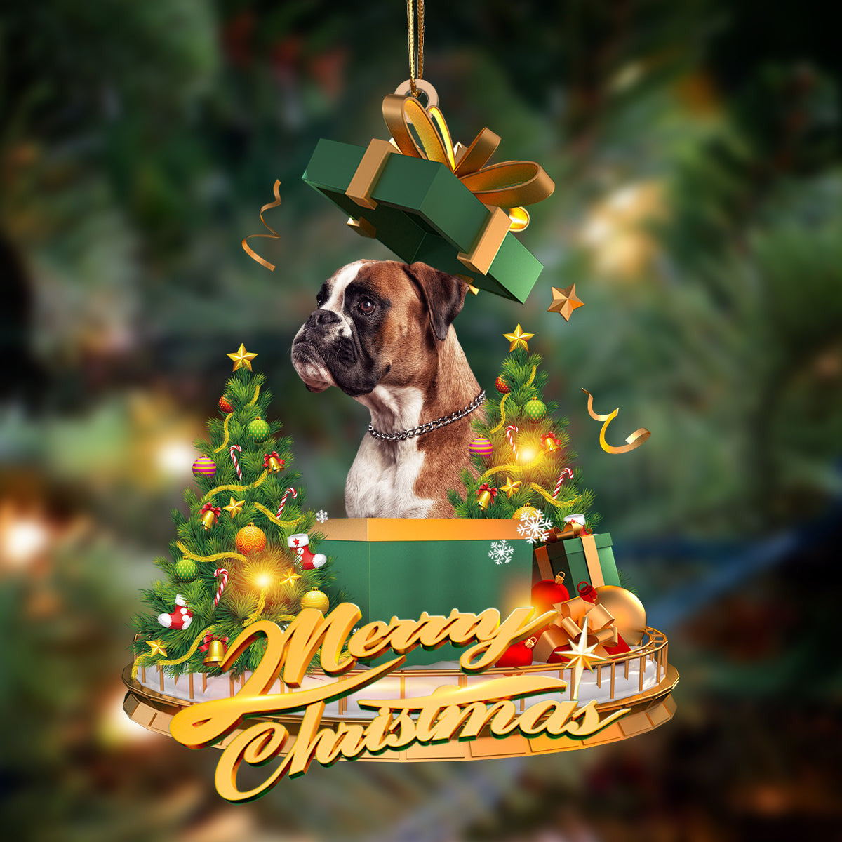 Pamaheart Boxer-Christmas Gifts&Dogs Hanging Ornament, Happy Christmas Ornament, Car Ornament