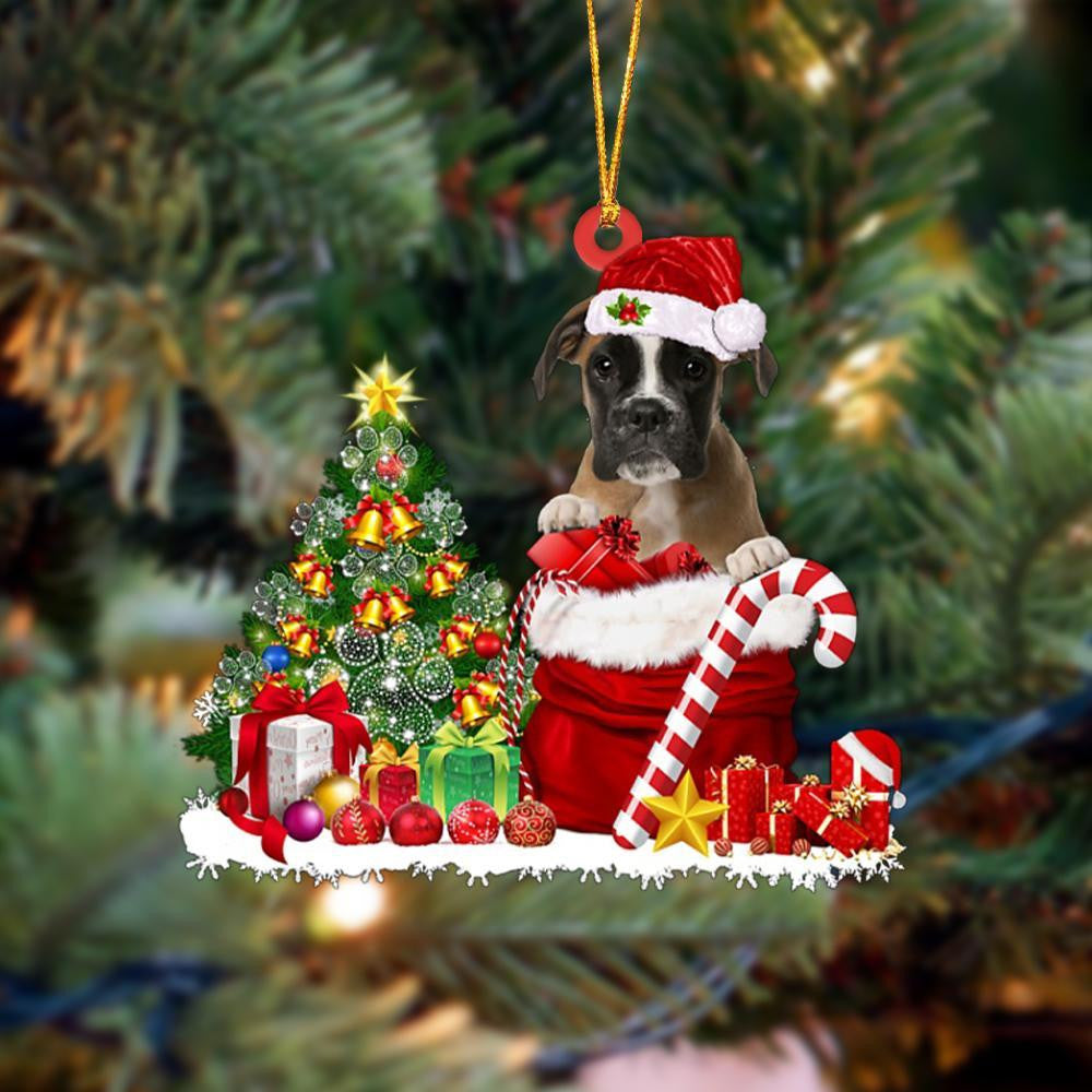 Pamaheart Boxer Gift Bag Merry Christmas Ornament Dog Ornament, Car Ornament, Christmas Ornament