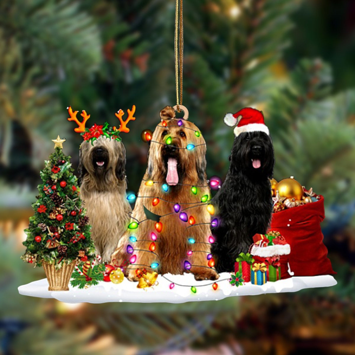 Pamaheart Briard-Christmas Dog Friends Hanging Ornament, Happy Christmas Ornament, Car Ornament