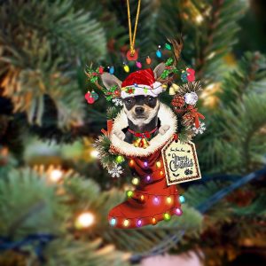 Pamaheart Chihuahua-Xmas Boot-Two Sided Ornament, Happy Christmas&hellip;