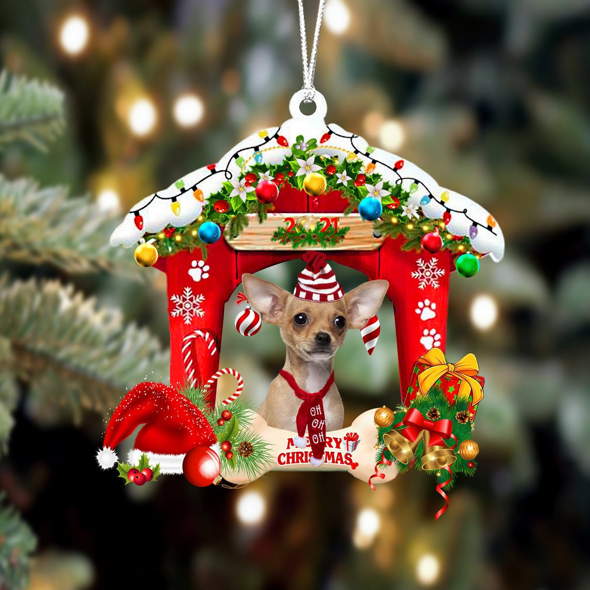 Pamaheart Chihuahua2-Christmas House Two Sided Ornament, Happy Christmas Ornament, Car Ornament