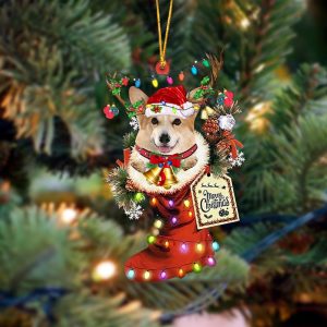 Pamaheart Corgi 2-Xmas Boot-Two Sided Ornament, Happy&hellip;