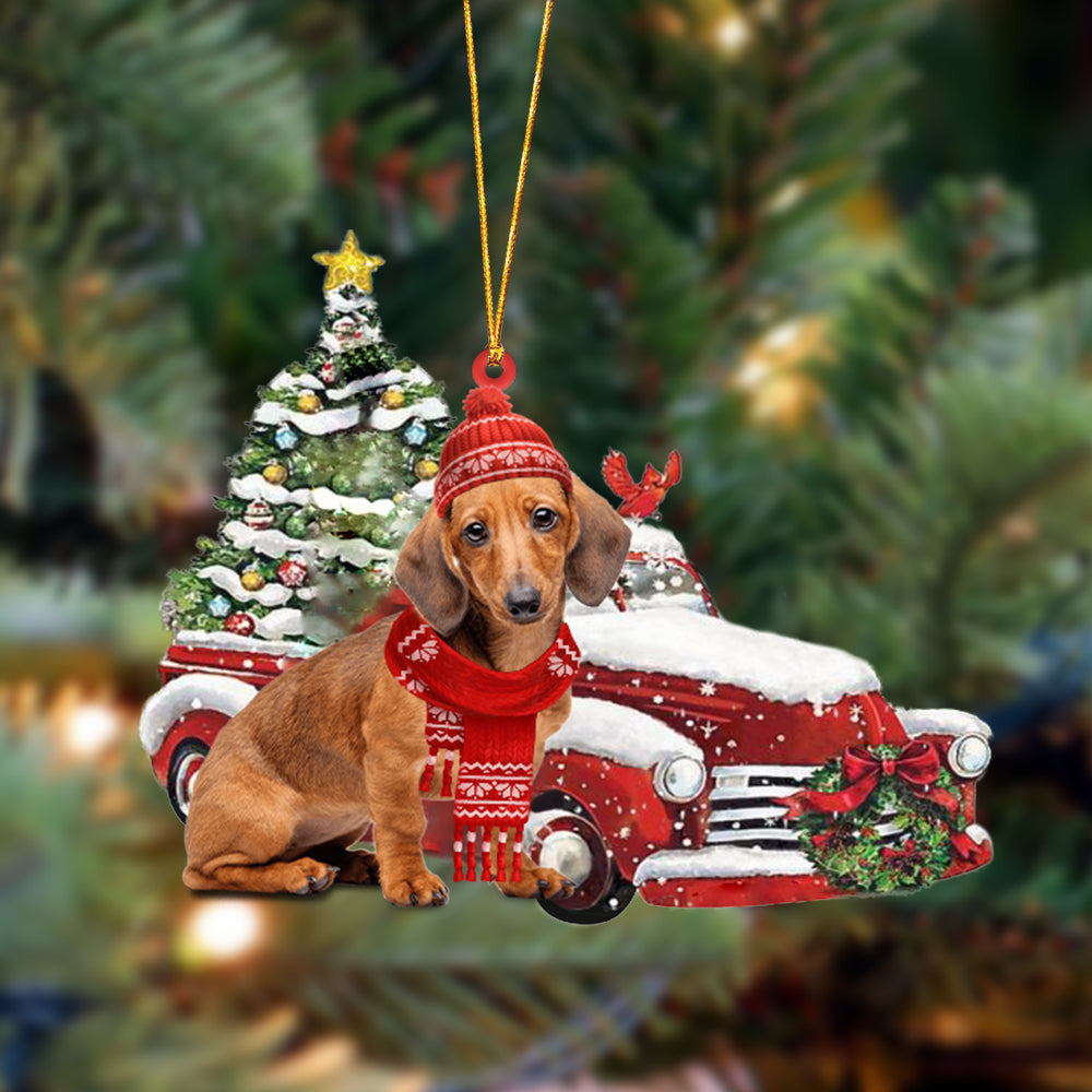Pamaheart Dachshund 3-Christmas Car Two Sided Ornament, Happy Christmas Ornament, Car Ornament, Dog Memorial Gift