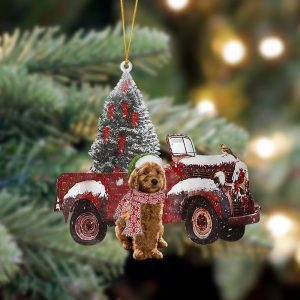 Pamaheart Goldendoodle-Christmas Truck Two Sided Ornament, Happy&hellip;