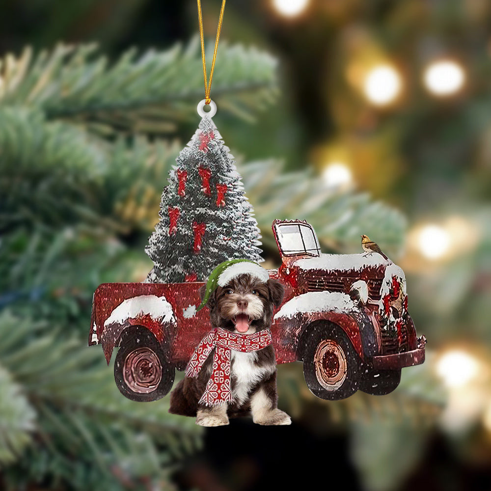 Pamaheart Havanese-Christmas Truck Two Sided Ornament, Happy Christmas Ornament, Car Ornament