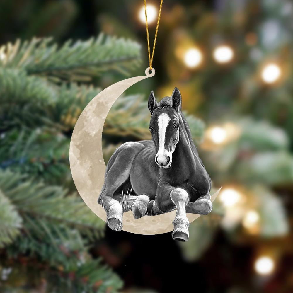 Pamaheart Horse Sits On The Moon Hanging Ornament Dog Ornament, Car Ornament, Christmas Ornament