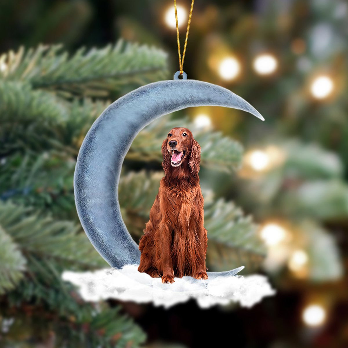 Pamaheart Irish Setter Sits On The Moon Hanging Ornament Dog Ornament, Car Ornament, Christmas Ornament