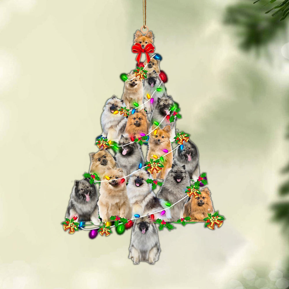 Pamaheart Keeshond-Christmas Tree Lights-Two Sided Ornament, Happy Christmas Ornament, Car Ornament