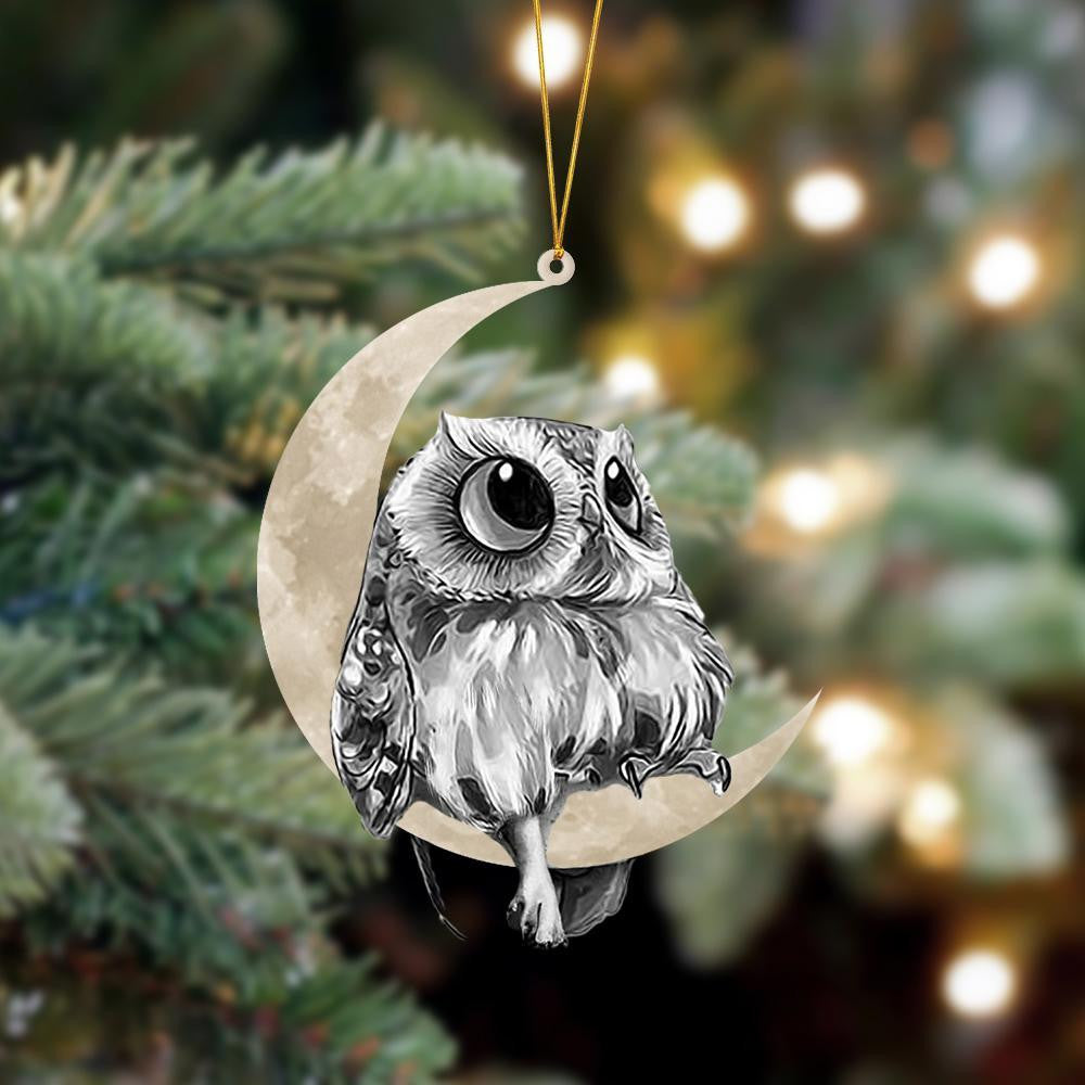 Pamaheart Owl Sits On The Moon Hanging Ornament Dog Ornament, Car Ornament, Christmas Ornament