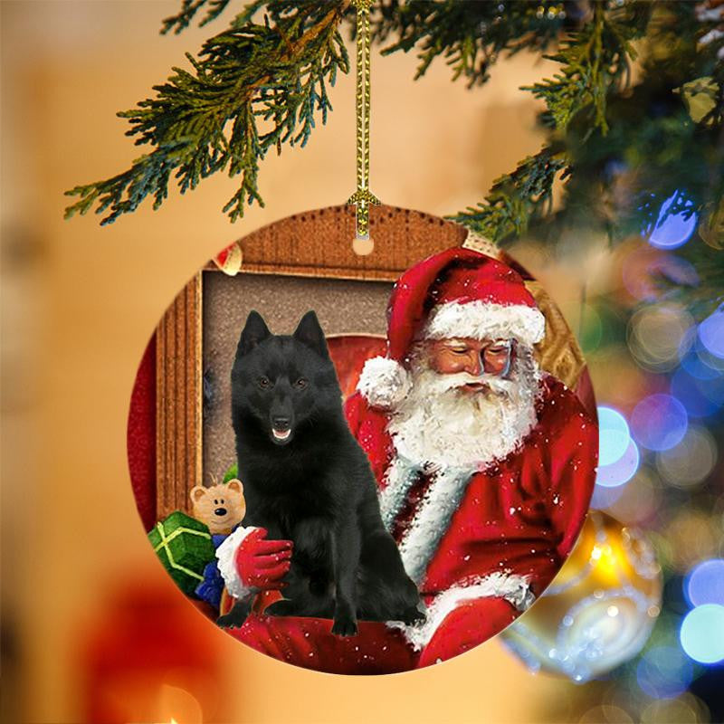 Pamaheart Schipperke With Santa Christmas Ornament, Happy Christmas Ornament, Car Ornament