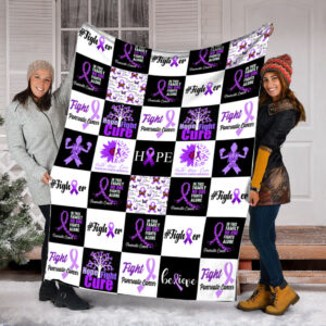 Pancreatic Cancer Pattern Caro Fleece Throw Blanket&hellip;