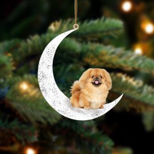Pekingese-Sit On The Moon-Two Sided Christmas Plastic&hellip;