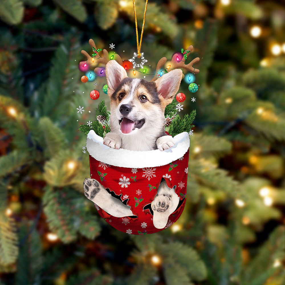 Pembroke Welsh Corgi In Snow Pocket Christmas Ornament – Flat Acrylic Dog Ornament – Gifts For Pet Lovers