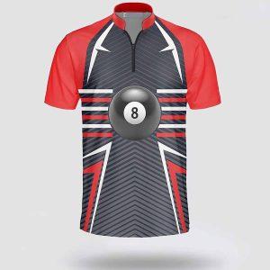 Personalized Billiard 8 Ball Red Gray Billiard Jerseys Shirt