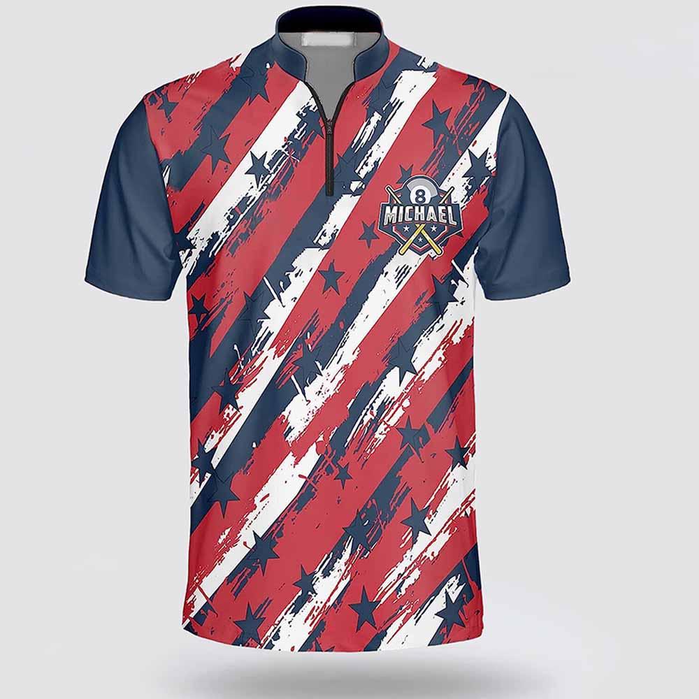 Personalized Billiard Flag Pattern Stars Filled American Flag Billiard Jerseys Shirt