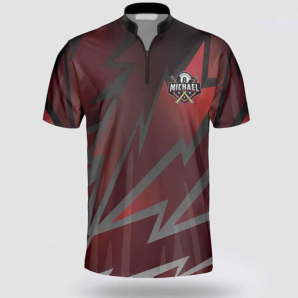 Personalized Billiard Red Black Team Billiard Jerseys Shirt