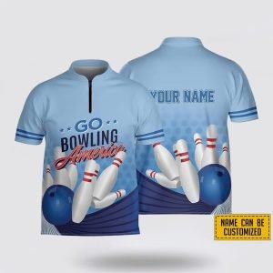 Personalized Blue Go Bowling America Bowling Jersey&hellip;
