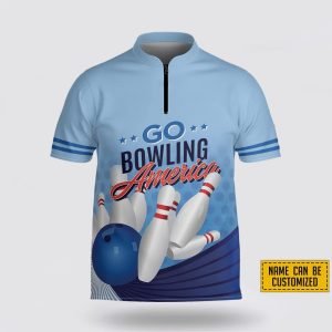 Personalized Blue Go Bowling America Bowling Jersey&hellip;
