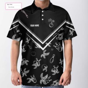 Personalized Bowling And Tree Pattern Polo Shirt&hellip;