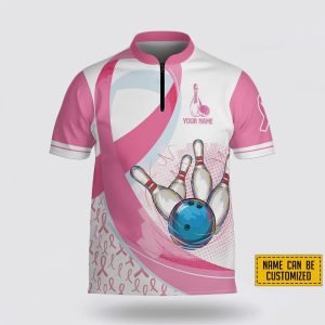 Personalized Breast Cancer Ribbon Bowling Jersey Shirt&hellip;