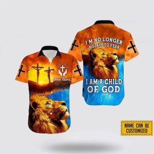 Personalized Name I’m No Longer A Slave to Fear I Am A Child of God Jesus Lion Cross – Gifts For Christians