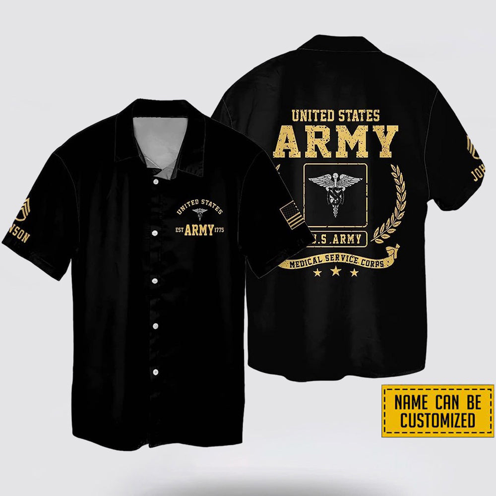 Personalized Name Rank Army Medical Service Corps EST Army 1775 Hawaiin Shirt – Beachwear Gift For Military Personnel Personalized Name Rank Army Medical Service Corps EST Army 1775 Hawaiin Shirt – Beachwear Gift For Military Personnel
