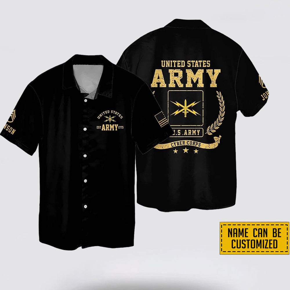 Personalized Name Rank United States Army Cyber Corps EST Army 1775 Hawaiin Shirt – Beachwear Gift For Military Personnel Personalized Name Rank United States Army Cyber Corps EST Army 1775 Hawaiin Shirt – Beachwear Gift For Military Personnel