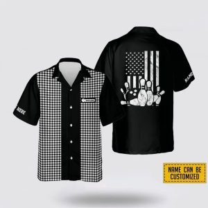 Personalized Name USA Flag Patriotic Bowling Hawaiian&hellip;